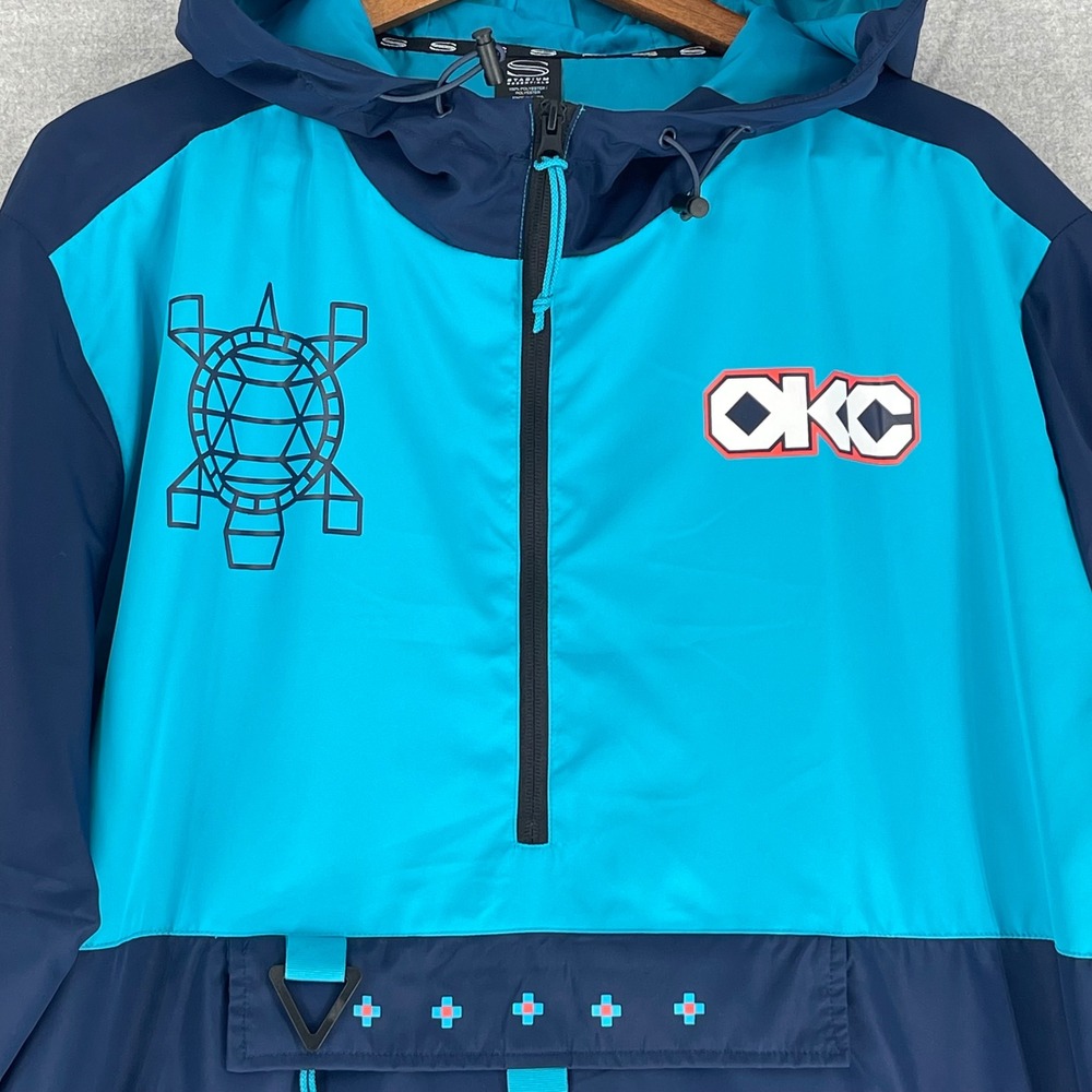 Stadium Essentials NBA Oklahoma City Thunder Windbreaker Half Zip Navy Blue 2XL